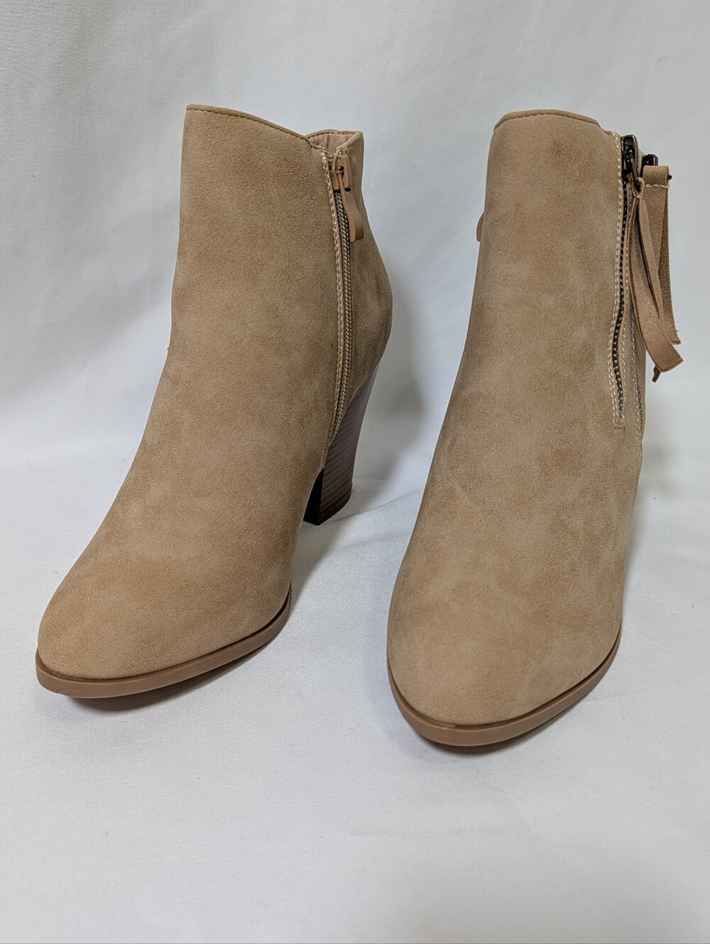 Journee Collection Taupe Double Zip Booties Size 7.5 - Picture 3 of 7